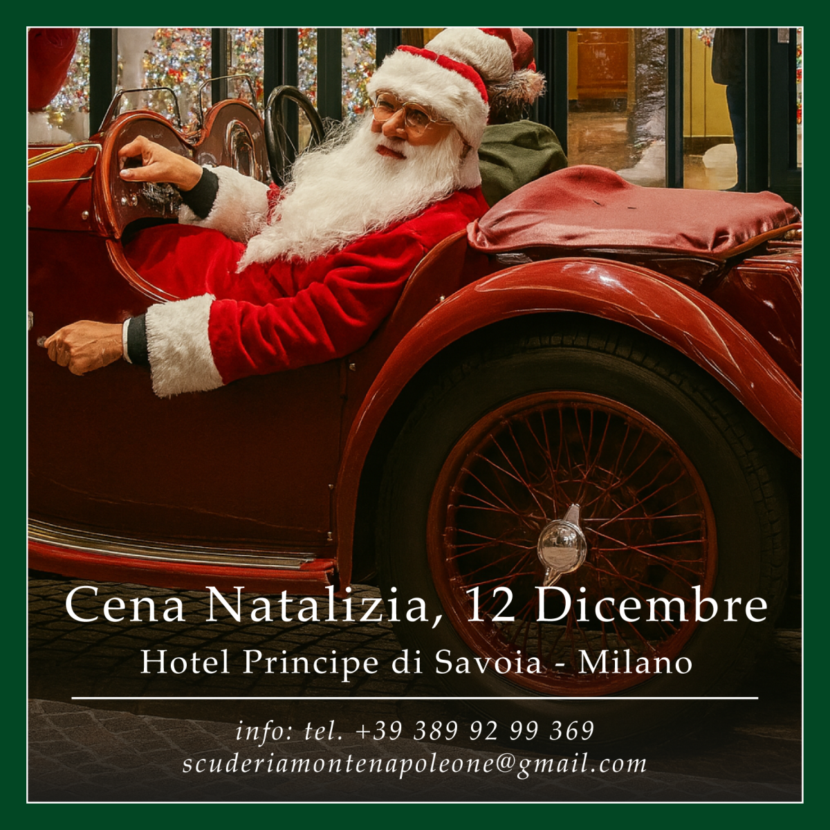 OldCar24 & Scuderia Montenapoleone festeggiano il Natale venerdì 12 dicembre all’Hotel Principe di Savoia