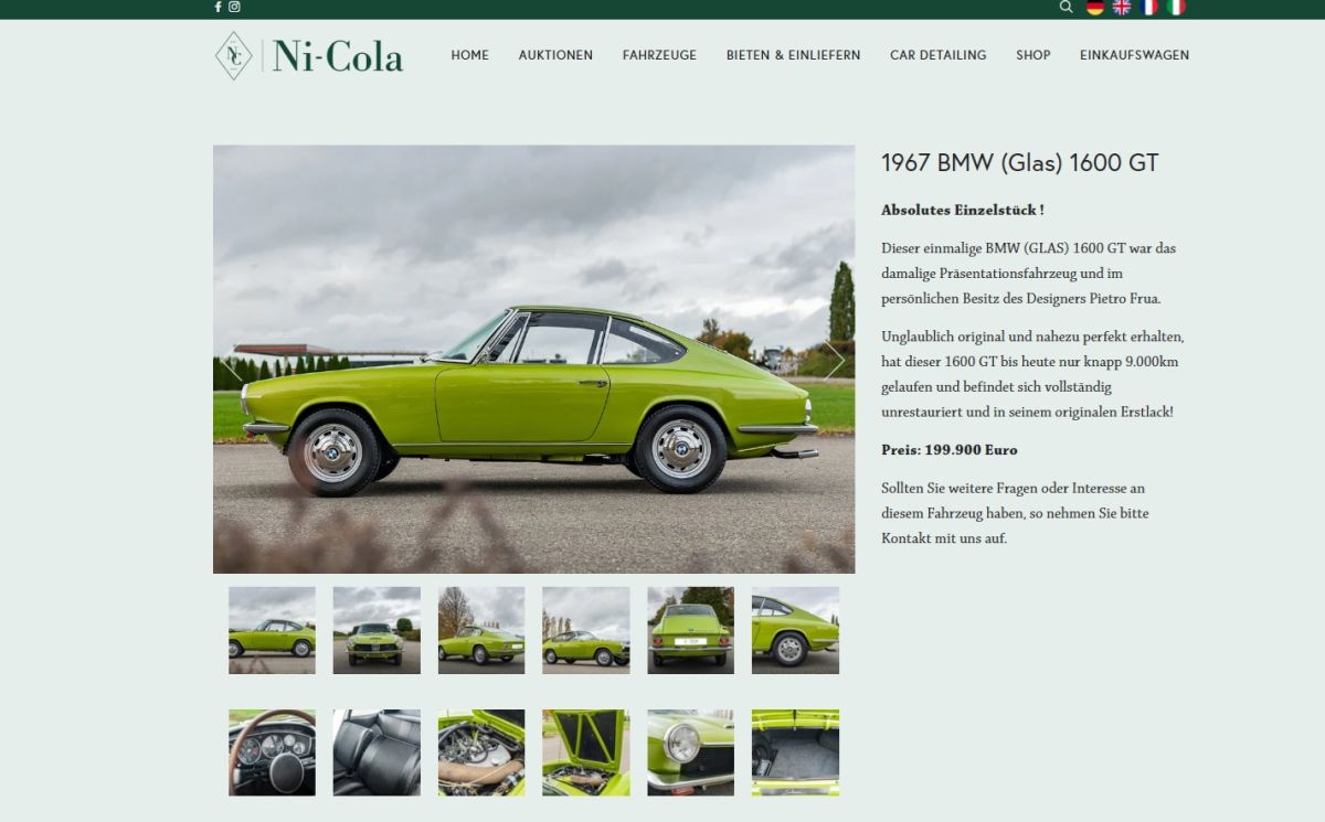 Vendita record per la BMW 1600 GT coupè appartenuta a Pietro Frua, 199.900€ - Ni-Cola Classics