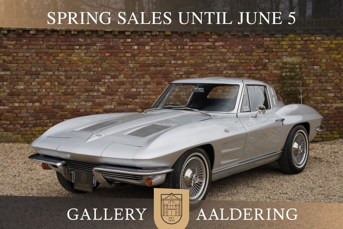 Chevrolet Corvette C2 Sting Ray Split-Window 327 Coupé Finished in "Sebring Silver" over a black leather interior, The iconic and desirable first and "one year only" C2 Corvette, In the Netherlands