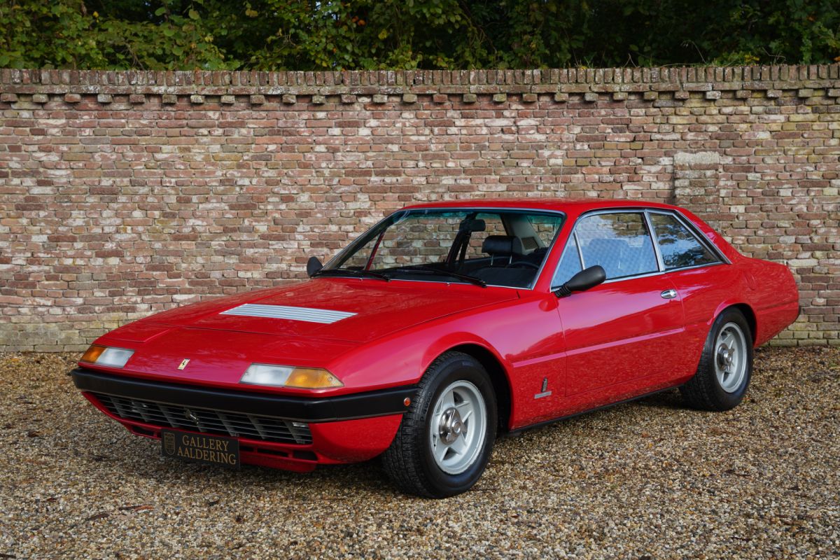 Ferrari 365 GT4 2+2 Very refined state of originality, One of only 525 made, Full history of owners known, Delivered new by Auto Becker Germany,Original ‘Rosso Corsa’ finish with a ‘Pelle Nera