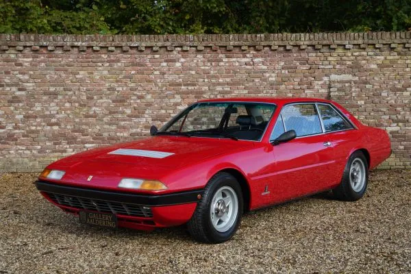Ferrari 365 GT4 2+2 Very refined state of originality, One of only 525 made, Full history of owners known, Delivered new by Auto Becker Germany,Original ‘Rosso Corsa’ finish with a ‘Pelle Nera