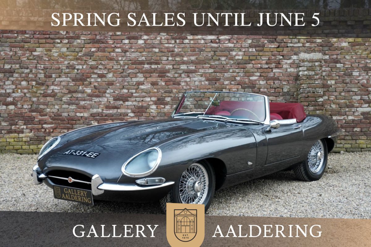 Jaguar E-type "Outside Bonnet Lock" OTS Series I Highly sought-after "flat floor" example, Previously restored, Gunmetal metallic with Connolly red leather, Less than 500 "Outside Bonnet Lock" ever 