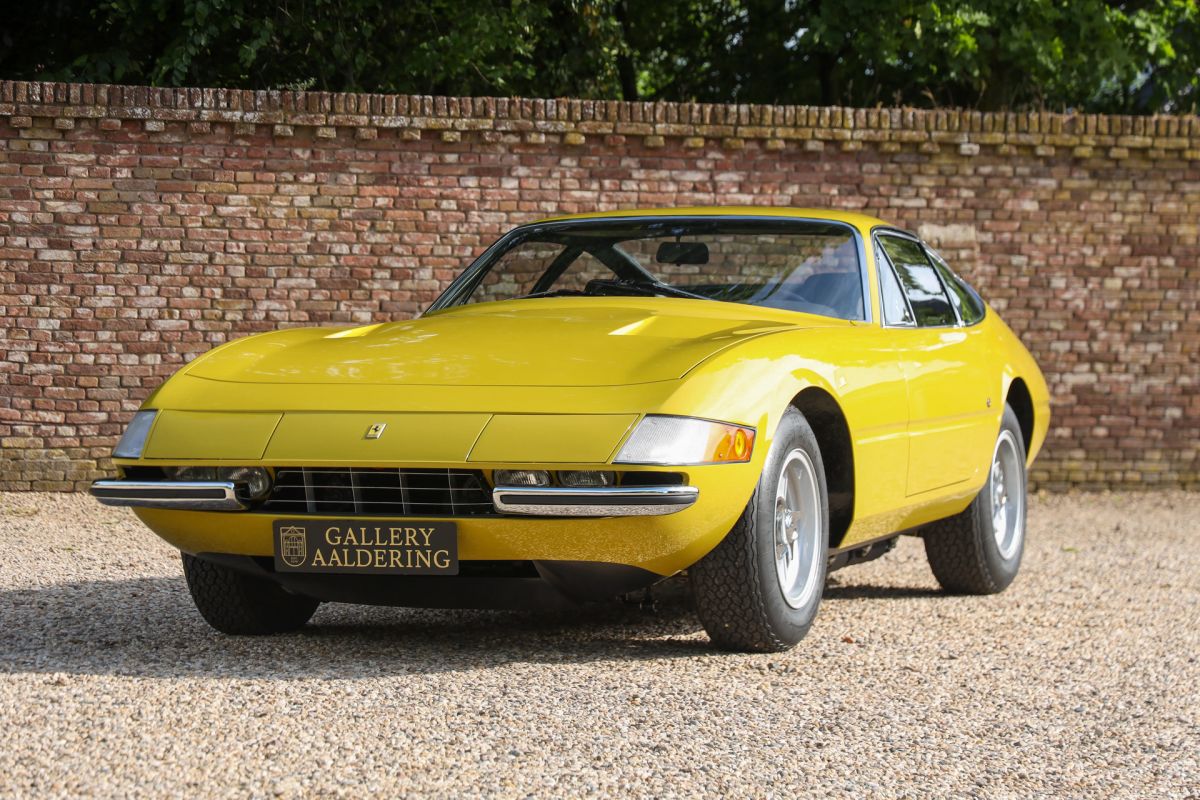 Ferrari 365 GTB/4 Daytona "Left the factory in Giallo Senape" “Giallo Senape” - only 9 were ever delivered and it's still in this color, Fully restored and rebuilt - The process is documented in