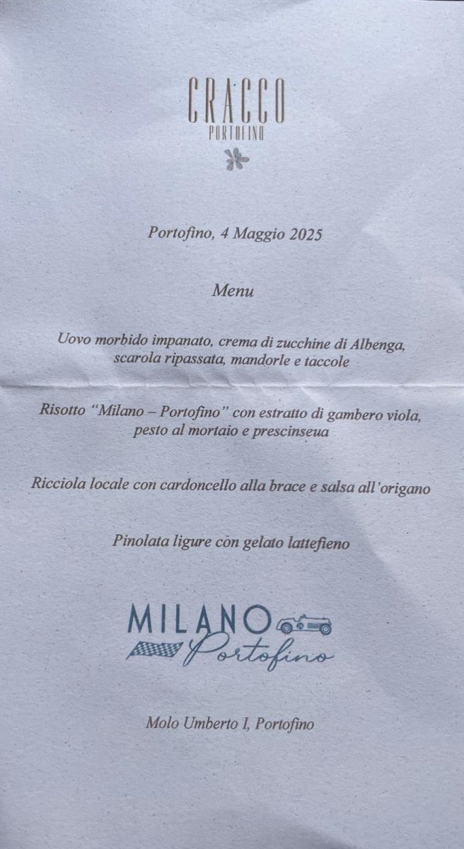 Lo Chef Carlo Cracco dedica un menù all'evento Milano Portofino 2025